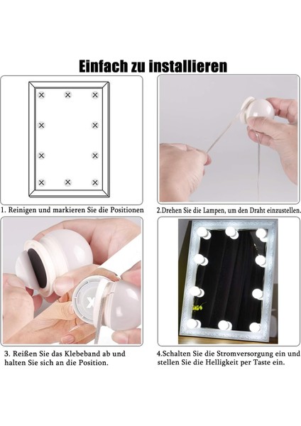 LED Ayna Işığı, 10 Adet Kısılabilir Makyaj Işığı, Makyaj Işığı, Ayna Lambası, Tuvalet Masası Aydınlatması Için USB Kablolu Makyaj Lambası (Yurt Dışından) fırsatları