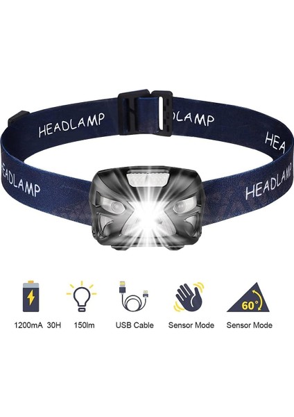 Güçlü LED Far 6 Işık Modu, Hareket Sensörlü USB Şarj Edilebilir Kafa Feneri, Balıkçılık, Kamp, Okuma, Yürüyüş, Bisiklet Için Ipx4 Su Geçirmez Far (Yurt Dışından) fiyatları