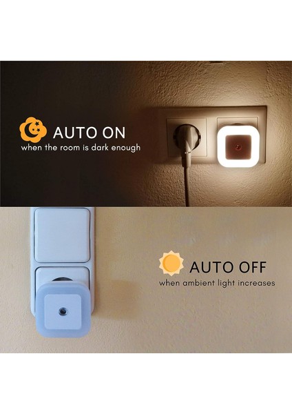 Alacakaranlık Sensörlü 4 Kısılabilir LED Gece Lambası Seti 0,2 W Enerji Tasarruflu Yönlendirme Lambası Çocuk Odası, Yatak Odası, Koridor, Merdiven, Mutfak, Sıcak Beyaz (Yurt Dışından) modelleri