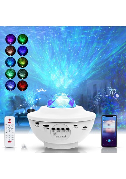 LED Yıldızlı Gökyüzü Projektör Lambası, Dönen Su Dalgaları, Uzaktan Kumanda ve Zamanlayıcı ile Galaxy Projektör Gece Lambası, Çocuk ve Yetişkin Odası Dekorasyon Hediyeleri (Yurt Dışından)