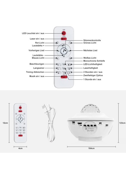 LED Yıldızlı Gökyüzü Projektör Lambası, Dönen Su Dalgaları, Uzaktan Kumanda ve Zamanlayıcı ile Galaxy Projektör Gece Lambası, Çocuk ve Yetişkin Odası Dekorasyon Hediyeleri (Yurt Dışından) fiyatları