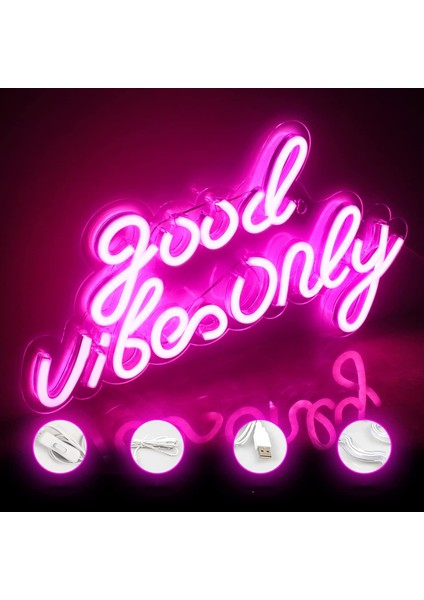 Iyi Vibes Sadece Işık Reklam Pembe LED Kelime Işık Burcu Neon Işık Akrilik Harfler Yatak Odası Duvar Bar Parti Dekor Işık Burcu Için LED Neon Burcu (Yurt Dışından) fırsatları