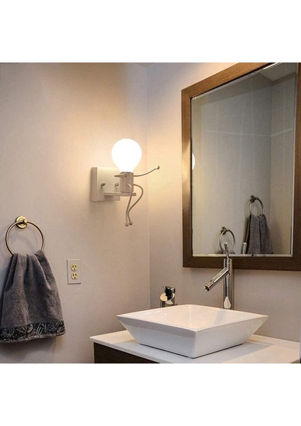 Robot Duvar Işığı, Yaratıcı Siyah Duvar Işığı Çağdaş ve Retro Tarzı, Yatak Odası Başucu Çocuk Odası Koridor Merdivenleri Için Duvar Işığı (Beyaz) (Yurt Dışından) fiyatları