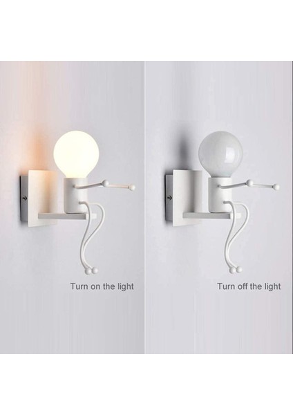 Robot Duvar Işığı, Yaratıcı Siyah Duvar Işığı Çağdaş ve Retro Tarzı, Yatak Odası Başucu Çocuk Odası Koridor Merdivenleri Için Duvar Işığı (Beyaz) (Yurt Dışından) modelleri