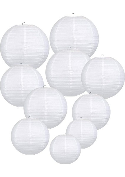 Lihao Kağıt Fener Abajur Düğün Dekorasyon Kağıdı Fener Beyaz (10 Farklı Boyutta) (Yurt Dışından)