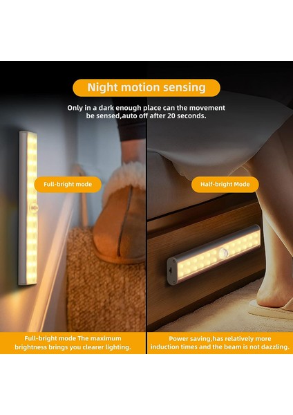 Şarj Edilebilir LED Hareket Sensörlü Işık, Kablosuz Dolap Işığı, Acil Durum El Lambası, Çocuk Gece Lambası, Aksan, 3000K Sıcak Beyaz (Yurt Dışından) modelleri
