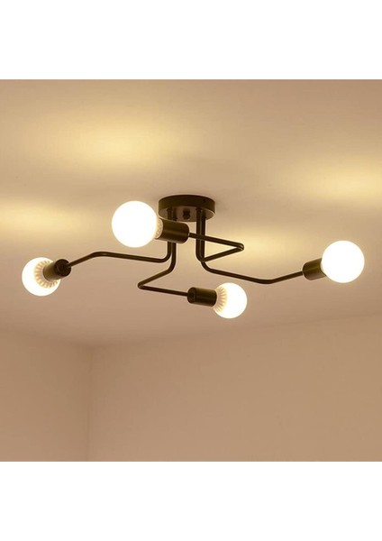 Modern Tavan Işık Sarkıt Endüstriyel Metal Işık Armatür, 4 Işık E27 LED Tavan Işık, Modern Siyah Sarkıt Ampul Olmadan (Yurt Dışından) fiyatları