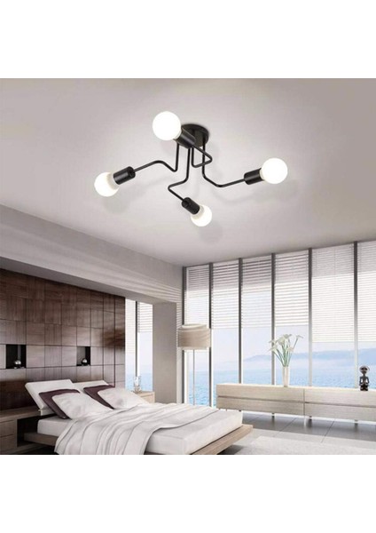 Modern Tavan Işık Sarkıt Endüstriyel Metal Işık Armatür, 4 Işık E27 LED Tavan Işık, Modern Siyah Sarkıt Ampul Olmadan (Yurt Dışından) modelleri
