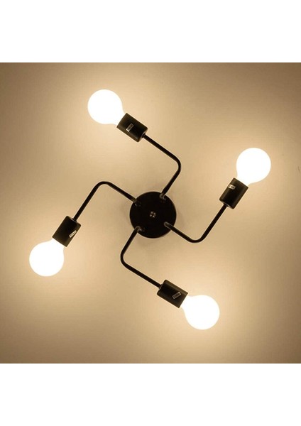 Modern Tavan Işık Sarkıt Endüstriyel Metal Işık Armatür, 4 Işık E27 LED Tavan Işık, Modern Siyah Sarkıt Ampul Olmadan (Yurt Dışından) fırsatları