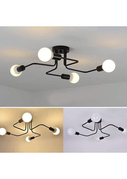 Modern Tavan Işık Sarkıt Endüstriyel Metal Işık Armatür, 4 Işık E27 LED Tavan Işık, Modern Siyah Sarkıt Ampul Olmadan (Yurt Dışından) indirimleri