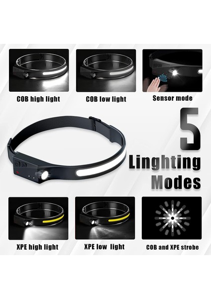 LED Far USB Şarj Edilebilir Su Geçirmez Cob Xpe Farlar Koşu, Kamp, Koşu, Bisiklet Kaskı, Balık, Tamir, Fotoğraf Çekme, Çocuk Okuma ile 5 Model (Yurt Dışından) fiyatları
