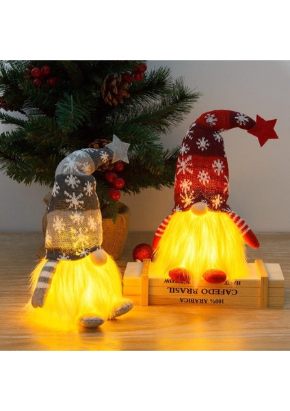 Isovnus Noel Dekorasyon Gnome, Led'li 30 cm Yüksek, Isveç Noel Baba Noel Baba Tomte Gnome, Çocuklar Için Iskandinav Gnome Hediyeleri, Aile, Noel Arkadaşları, 2'li Paket (Yurt Dışından)