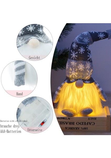 Isovnus Noel Dekorasyon Gnome, Led'li 30 cm Yüksek, Isveç Noel Baba Noel Baba Tomte Gnome, Çocuklar Için Iskandinav Gnome Hediyeleri, Aile, Noel Arkadaşları, 2'li Paket (Yurt Dışından) modelleri