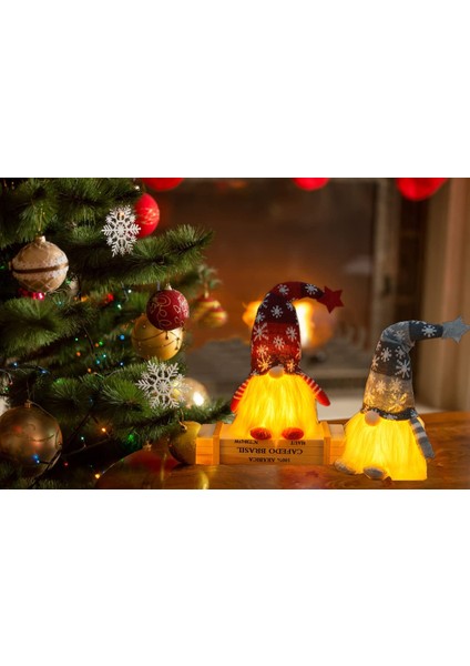 Isovnus Noel Dekorasyon Gnome, Led'li 30 cm Yüksek, Isveç Noel Baba Noel Baba Tomte Gnome, Çocuklar Için Iskandinav Gnome Hediyeleri, Aile, Noel Arkadaşları, 2'li Paket (Yurt Dışından) indirimleri