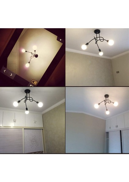 Modern Tavan Lambası, Vintage Demir Tavan Lambaları E27, Mutfak, Restoran, Oturma Odası Için 3 Işıklı LED Avize (Yurt Dışından) fırsatları