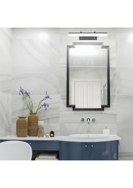 LED Ayna Lambası 40CM, Banyo Duvar Lambası 585LM 9W 6000K, Banyo Aynası Lambası IP44 LED Duvar Lambası Ayarlanabilir Işık Başlıklı Modern Banyo Lambası (Siyah 40CM) (Yurt Dışından) fırsatları
