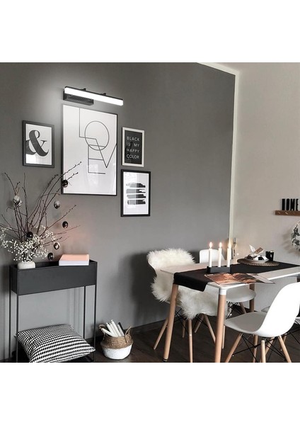 LED Ayna Lambası 40CM, Banyo Duvar Lambası 585LM 9W 6000K, Banyo Aynası Lambası IP44 LED Duvar Lambası Ayarlanabilir Işık Başlıklı Modern Banyo Lambası (Siyah 40CM) (Yurt Dışından) indirimleri