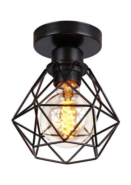 Endüstriyel Tavan Işık Vintage Retro Tasarım Oturma Odası Yatak Odası Mutfak Koridor Için LED Işık E27 - Siyah (Yurt Dışından)