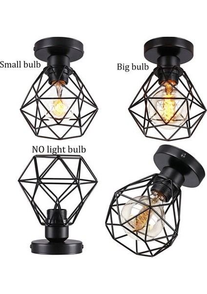 Endüstriyel Tavan Işık Vintage Retro Tasarım Oturma Odası Yatak Odası Mutfak Koridor Için LED Işık E27 - Siyah (Yurt Dışından) fırsatları