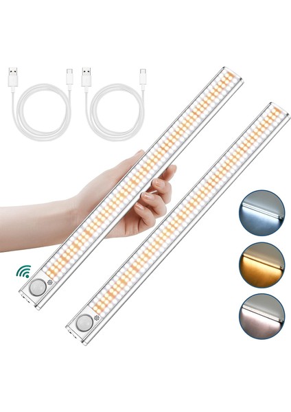 160 LED Dolap Işığı, 2 Adet LED Hareket Sensörlü Lamba, 3 Renkli, 4 Modlu USB Şarj Edilebilir LED Işık ve Yapışkan Manyetik Şerit, Dolap/merdiven/mutfak Için (#1) (Yurt Dışından)