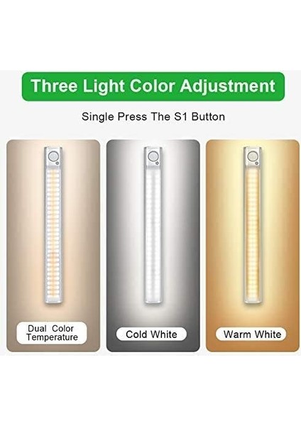 160 LED Dolap Işığı, 2 Adet LED Hareket Sensörlü Lamba, 3 Renkli, 4 Modlu USB Şarj Edilebilir LED Işık ve Yapışkan Manyetik Şerit, Dolap/merdiven/mutfak Için (#1) (Yurt Dışından) modelleri