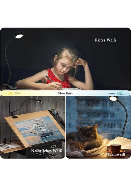 LED Masa Lambası Kelepçesi Okuma Masası Yatağı, Adaptör Parlaklık Ayarı ile Ofis ve Ev Için Göz Bakımı 360° Esnek (Yurt Dışından) fırsatları