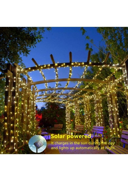 [2 Adet] Güneş Enerjili Dize Işıklar Hariç, 10M 100 LED Dış Mekan Dize Işıklar Su Geçirmez Bakır Tel 8 Mod Güneş Enerjili Dize Işıklar (Sıcak Beyaz) (Yurt Dışından) modelleri