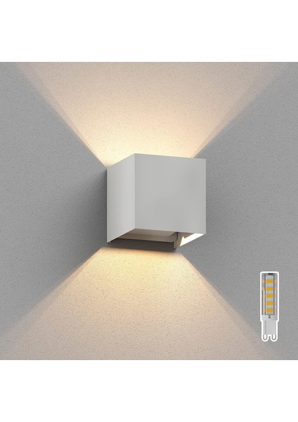 Ledscom.de Außen Için Duvar Lambaları, Beyaz, IP65, Yukarı ve Aşağı Işık + LED Lamba 501LM, Sıcak Beyaz (Yurt Dışından)