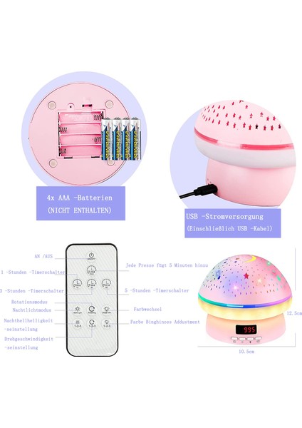 Kız Oyuncakları 2-8 Yaş Çocuklar Uzaktan Kumanda Yıldız Projektör Gece Lambası (Yurt Dışından) fiyatları
