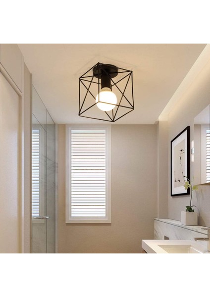 Retro Endüstriyel Tavan Lambası Metal Geometrik Kafes E27 Modern Avize Avize Aydınlatma Aydınlatma Demir Siyah Küp Tavan Lambası (Yurt Dışından) fırsatları