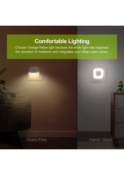 Takılabilir LED Hareket Sensörlü Gece Lambası, Sıcak Beyaz LED Gece Lambası, Akşamdan Şafağa Sensörlü, Hareket Sensörü, Ayarlanabilir Parlaklık (2'li Paket) (Yurt Dışından) fırsatları