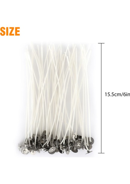 100PCS 6in Doğal Pamuk Mum Fitilleri, Kurşunsuz, Toksik Olmayan Önceden Mumlu Düşük Dumanlı Mum Fitilleri Mum Yapımı Için, Ev Dıy Severler Için Mükemmel Hediye (Yurt Dışından)