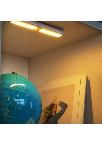 Dolap Işığı 2'li Set, Hareket Sensörlü Dolap Işığı 10 LED Yapışkanlı Manyetik Şerit Dolap, Yatak Odası, Merdiven, Mutfak Için Kablosuz USB Şarj Edilebilir Sıcak Beyaz (Yurt Dışından) modelleri