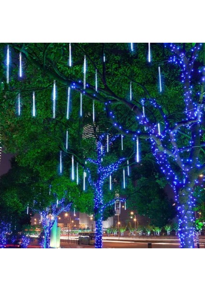 Yağmur Damlası Lamba Saçağı Kar Lambası Noel Cadılar Bayramı Partisi Tatil Bahçe Ağacı LED Meteor Yağmuru Lamba Tüpü Renkli Lamba Noel Veren Dekorasyon Dış Mekan (Mavi) (Yurt Dışından) fiyatları
