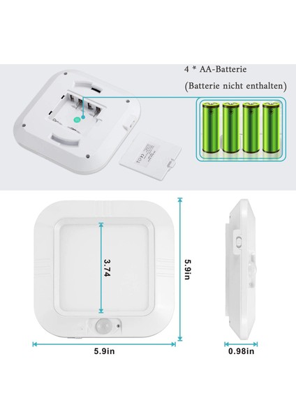 Hareket Sensörlü Pille Çalışan Tavan Lambası Iç Mekan LED Tavan Lambası 6000K 180 Lm Giriş Dolapları Için Pilli Sensör Işığı Merdiven Bodrum Bodrum Kiler (Yurt Dışından)