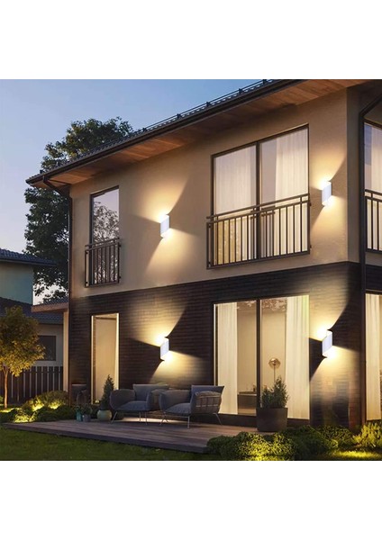 LED Dış Duvar Lambası Su Geçirmez IP66 Modern Alüminyum Dış Duvar Lambası Avlu Bahçe Teras Için Dış Işık Duvara Yakın Veranda Villa Koridoru Sıcak Beyaz (Beyaz) (Yurt Dışından) indirimleri
