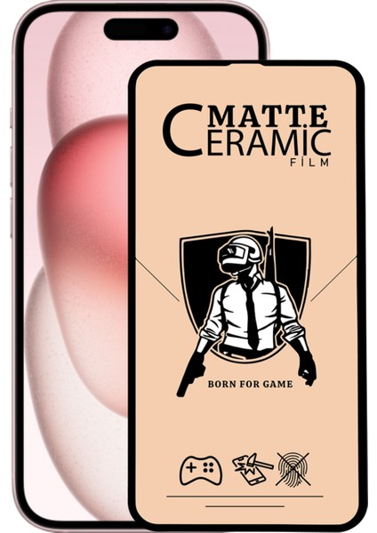 Apple iPhone 15 ile Uyumlu Tam Kaplayan Mat Seramik Nano Esnek Ekran Koruyucu Cam