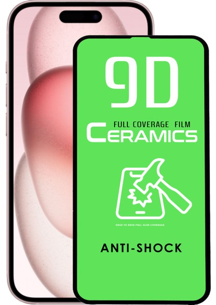 Apple iPhone 15 ile Uyumlu Tam Kaplayan Seramik Nano Esnek Ekran Koruyucu Cam