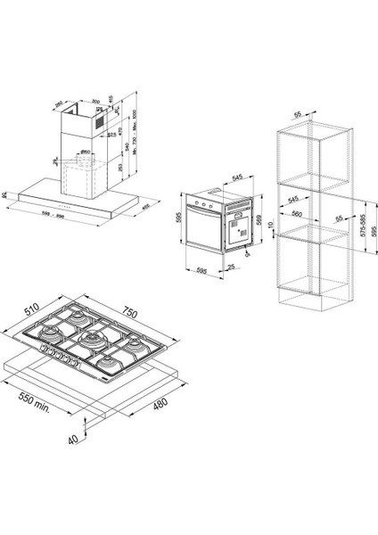 Inox Ankastre Set (Faber Stilo A60-FHTL 755 Xs-Fsl 82H Xs)