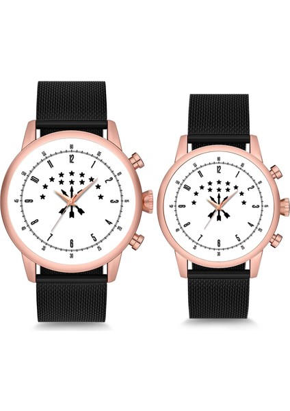 Çift Saatleri Çerkez Çift Kol Saati | Çerkez Amblemli Beyaz Çift Kol Saati