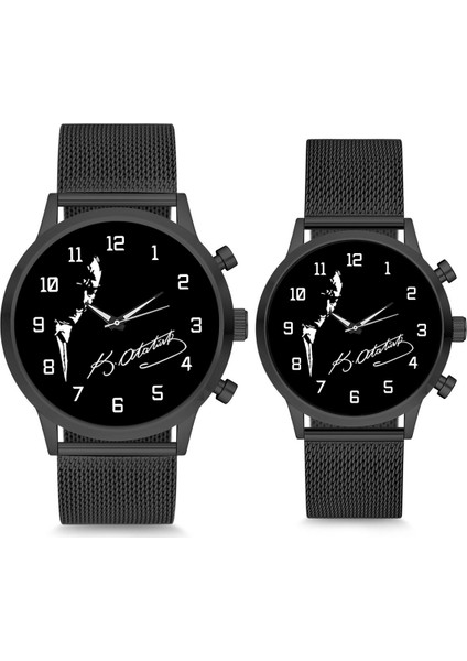 Çift Saatleri Sevgili Saati Atatürk Imzalı ve Silüet Çift Kol Saati