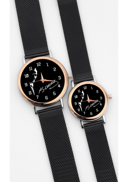 Çift Saatleri Kemal Atatürk Imzası ve Silüeti Çift Kol Saatleri Atatürk Bay Bayan Kol Saatleri