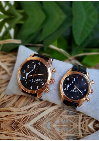 Çift Saatleri Mustafa Kemal Atatürk Imzası ve Silüeti Çift Kol Saati Bay Bayan Sevgili Saatleri