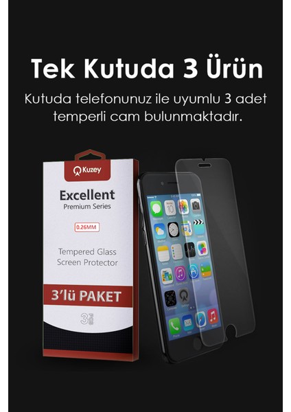 Kzy Apple iPhone 15 Plus ile Uyumlu Temperli Ekran Koruyucu Kırılmaz Cam Ekonomik 3'lü Paket