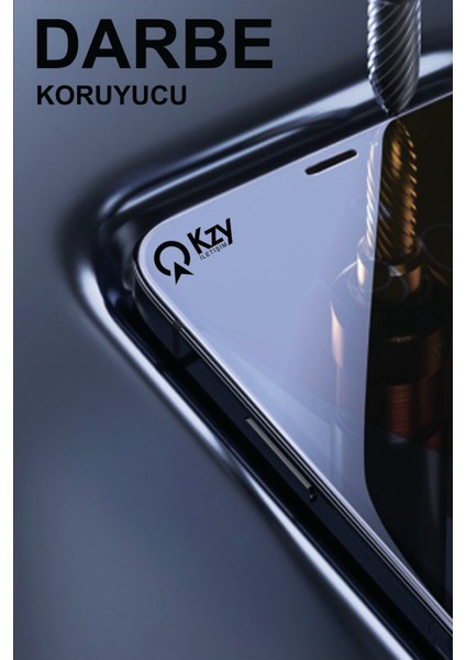 Kzy Apple iPhone 15 Pro Max ile Uyumlu Tam Kaplayan 21D Temperli Ekran Koruyucu Cam