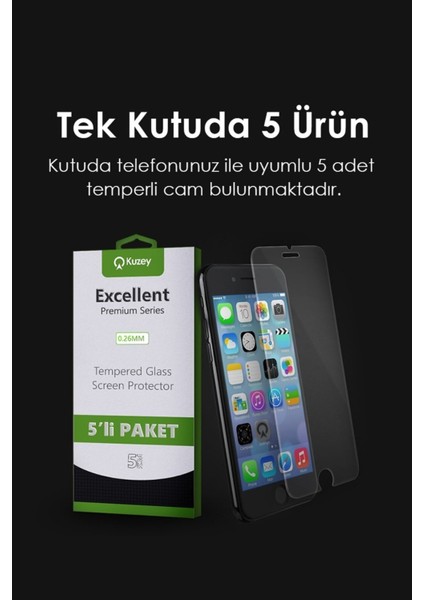 Kzy Apple iPhone 15 Plus ile Uyumlu Temperli Ekran Koruyucu Kırılmaz Cam Ekonomik 5'li Paket