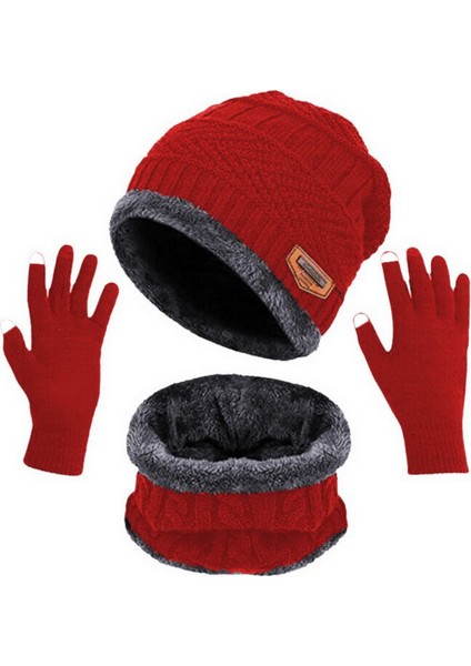 Unisex Eşarp Peluş Kapşonlu Örgü Eldiven (Yurt Dışından)