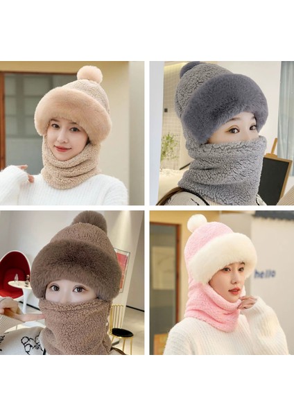 Kadın Tek Parça Eşarp Kulak Koruyucu Rüzgar Geçirmez Kuzey Şapkası (Yurt Dışından)