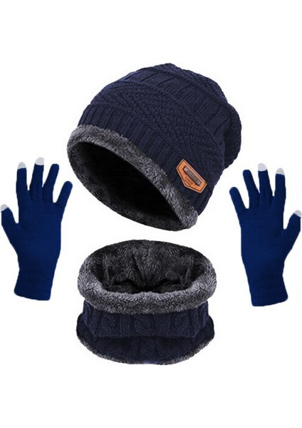 Unisex Eşarp Peluş Kapşonlu Örgü Eldiven (Yurt Dışından)