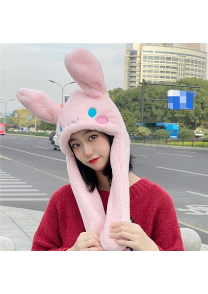 Hareketli Kulaklı Kadın Tavşan Peluş Şapka (Yurt Dışından)